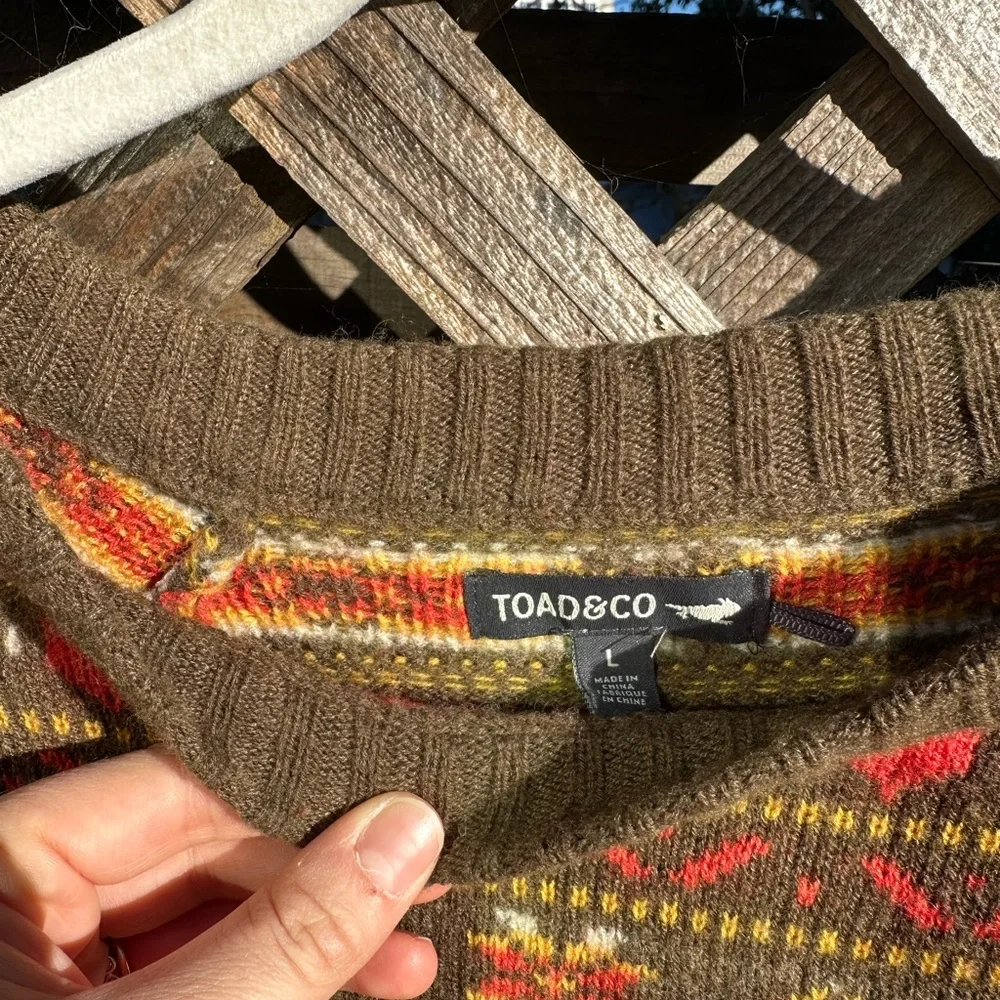 Toad&Co Brown and Red Knit Sweater - Picture 2 of 4